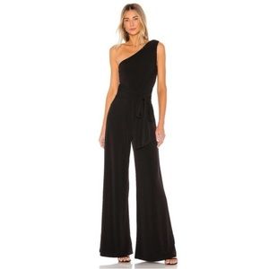 NBD Black One Shoulder Wide Leg Jumpsuit